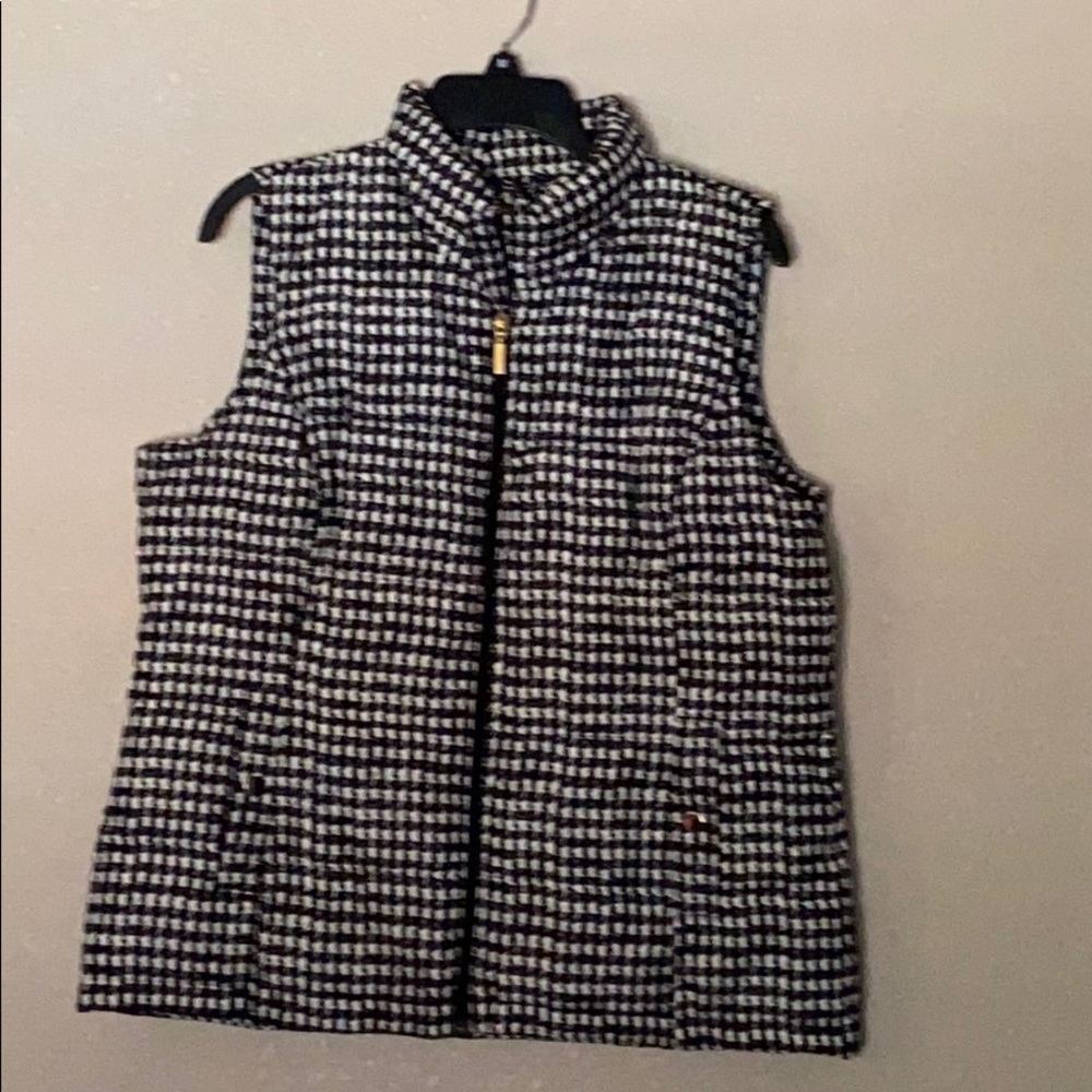 Black and white houndstooth vest